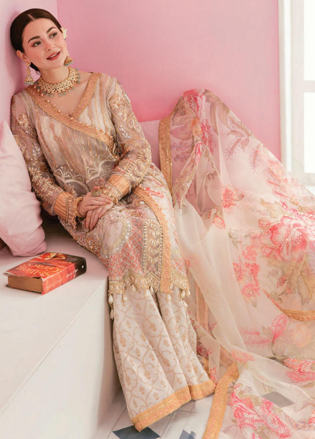 Celebrations by Elaf Embroidered Organza Suits Unstitched 3 Piece EF22C ECC-5 Mogul - Luxury Collection