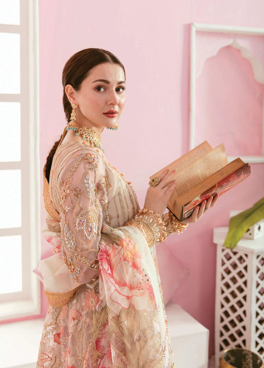 Celebrations by Elaf Embroidered Organza Suits Unstitched 3 Piece EF22C ECC-5 Mogul - Luxury Collection