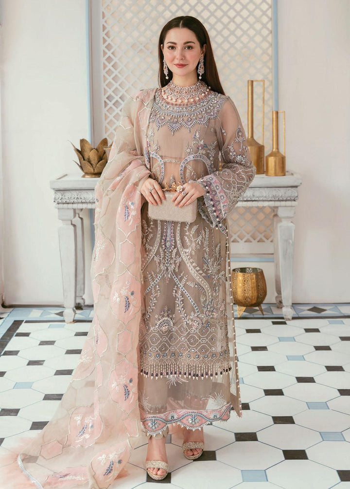 Celebrations by Elaf Embroidered Organza Suits Unstitched 3 Piece EF22C ECC-6 Mona Lisa - Luxury Collection