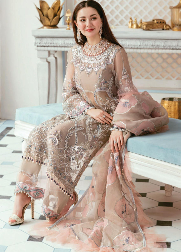 Celebrations by Elaf Embroidered Organza Suits Unstitched 3 Piece EF22C ECC-6 Mona Lisa - Luxury Collection