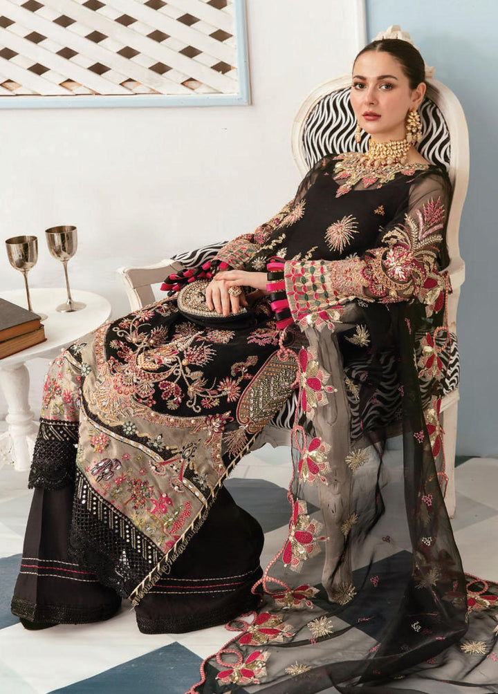 Celebrations by Elaf Embroidered Organza Suits Unstitched 3 Piece EF22C ECC-8 Black Diamond - Luxury Collection