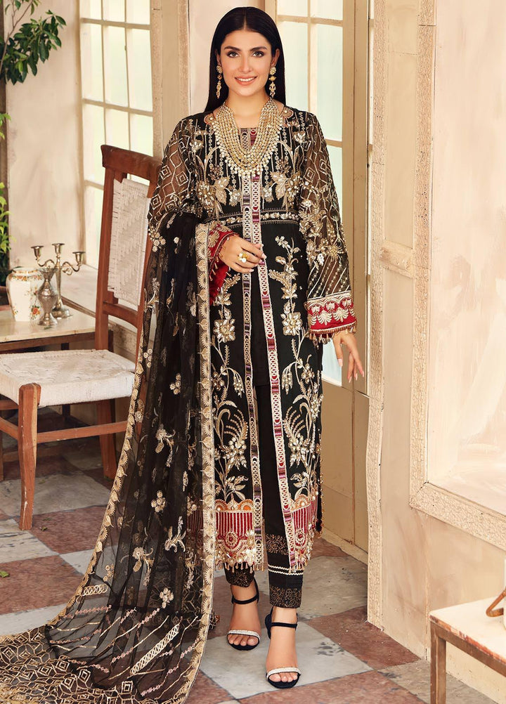Celebrations by Elaf Embroidered Organza Suits Unstitched 3 Piece EL21CB EPC-03 Noir - Luxury Collection