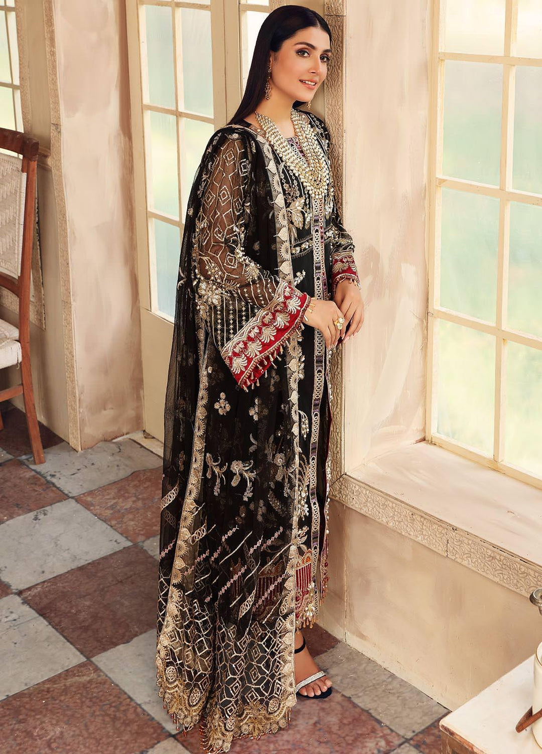 Celebrations by Elaf Embroidered Organza Suits Unstitched 3 Piece EL21CB EPC-03 Noir - Luxury Collection