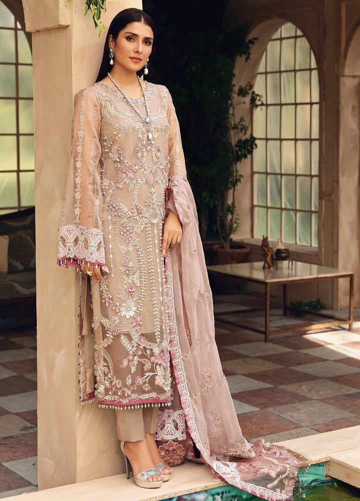 Celebrations by Elaf Embroidered Organza Suits Unstitched 3 Piece EL21CB EPC-04 Roseate - Luxury Collection