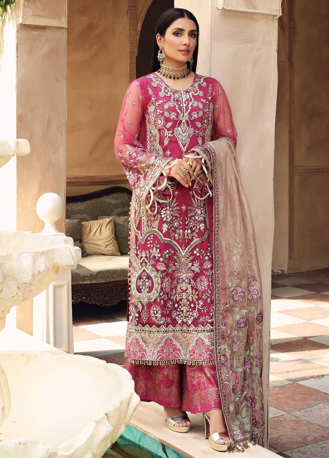Celebrations by Elaf Embroidered Net Suits Unstitched 3 Piece EL21CB EPC-05 Blossom - Luxury Collection