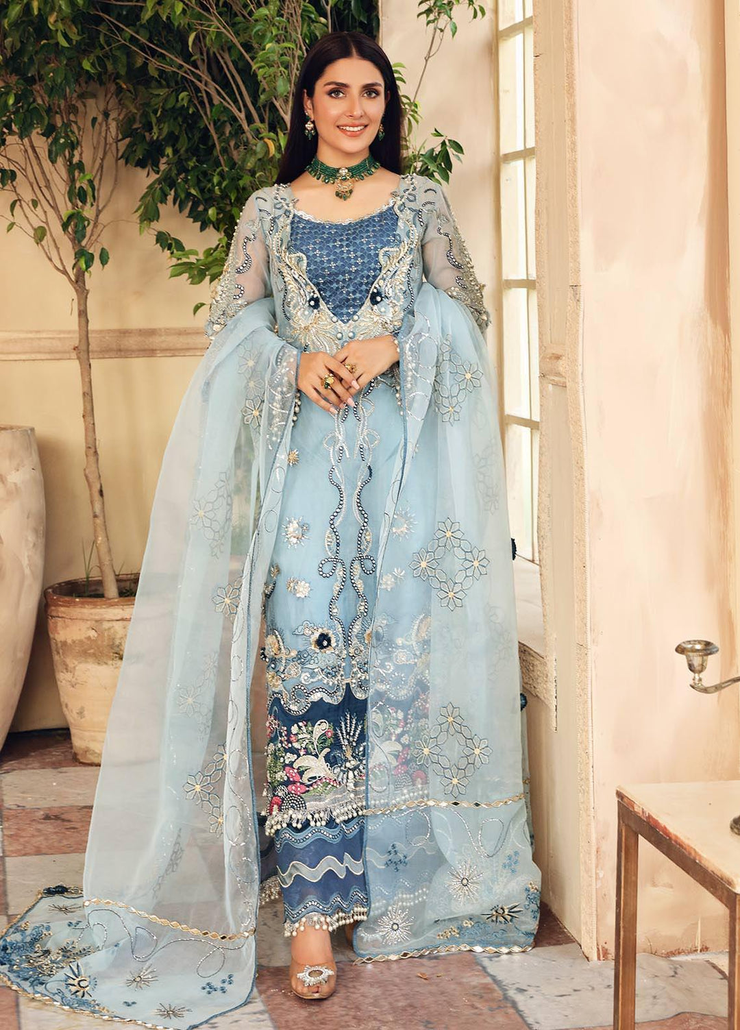 Celebrations by Elaf Embroidered Organza Suits Unstitched 3 Piece EL21CB EPC-06 Heaven - Luxury Collection