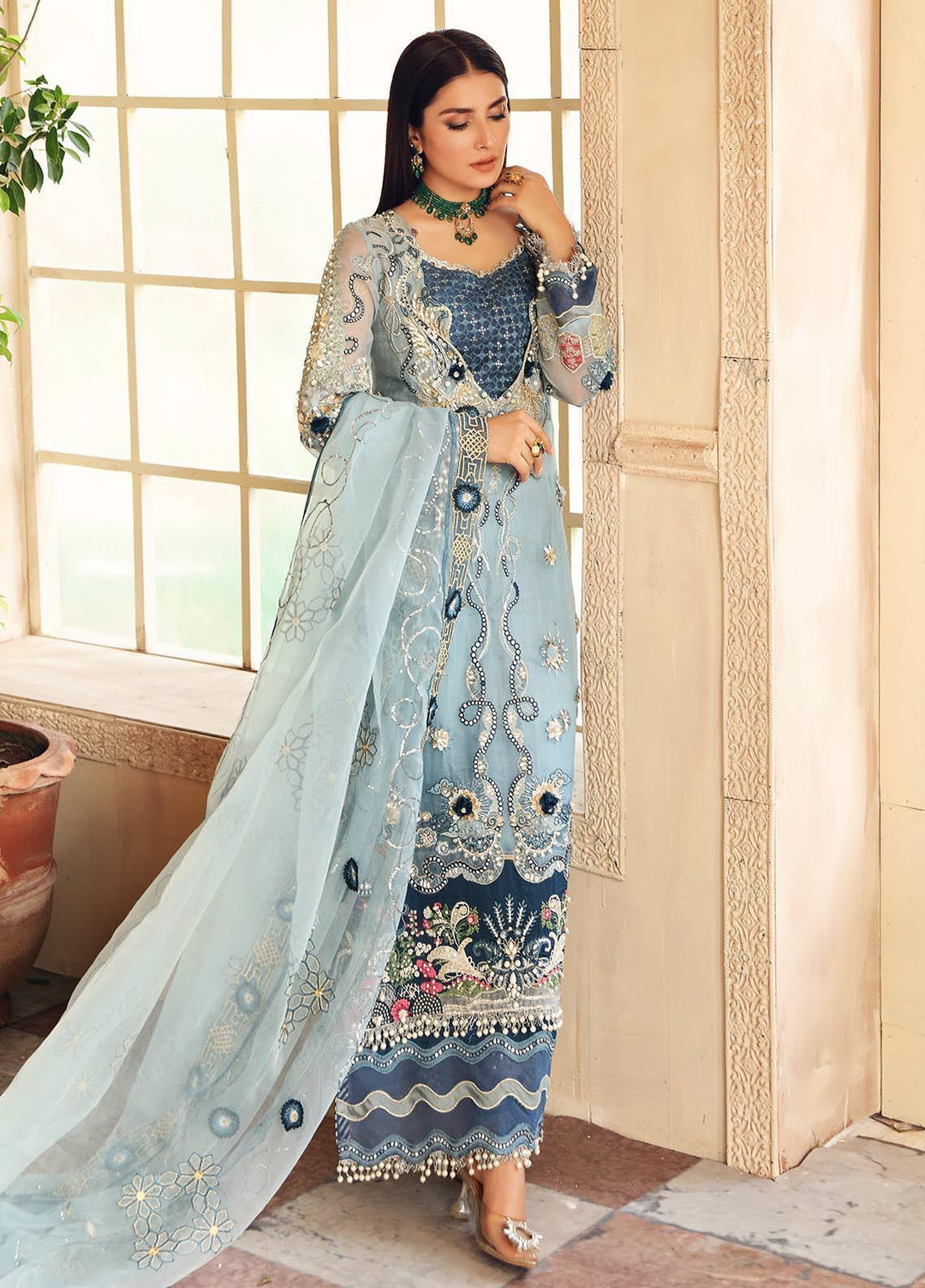 Celebrations by Elaf Embroidered Organza Suits Unstitched 3 Piece EL21CB EPC-06 Heaven - Luxury Collection