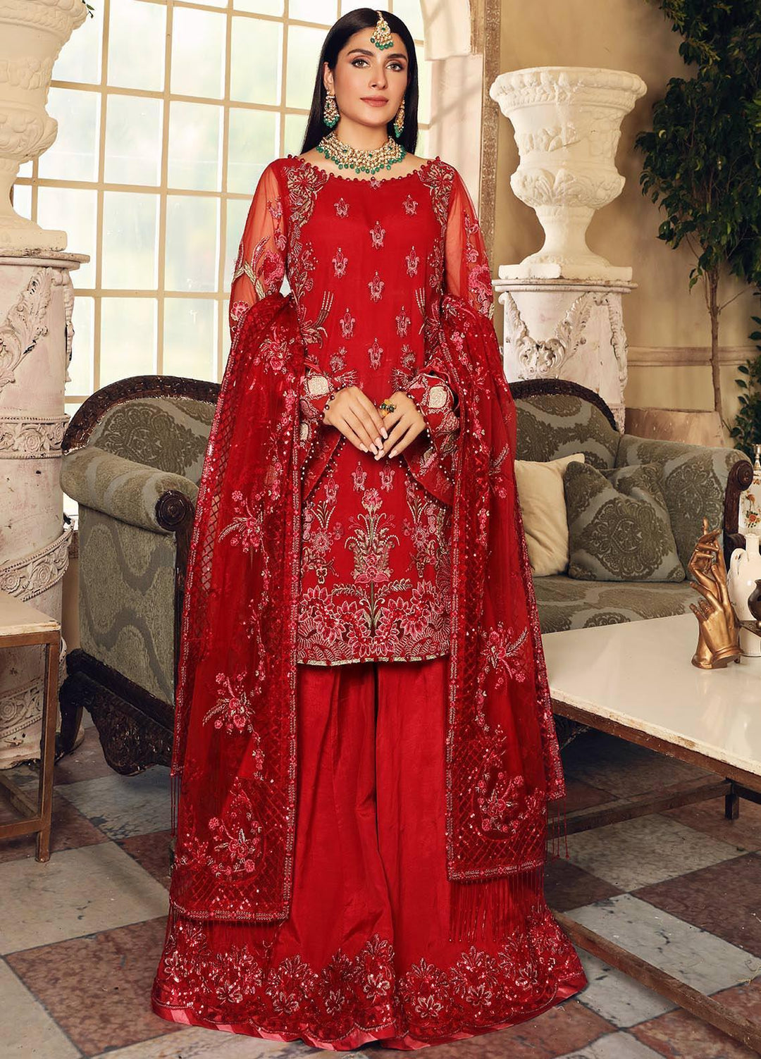 Celebrations by Elaf Embroidered Net Suits Unstitched 3 Piece EL21CB EPC-08 Ruby - Luxury Collection