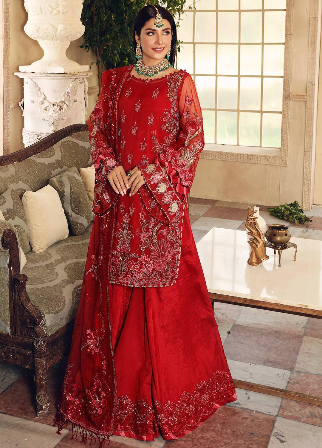 Celebrations by Elaf Embroidered Net Suits Unstitched 3 Piece EL21CB EPC-08 Ruby - Luxury Collection
