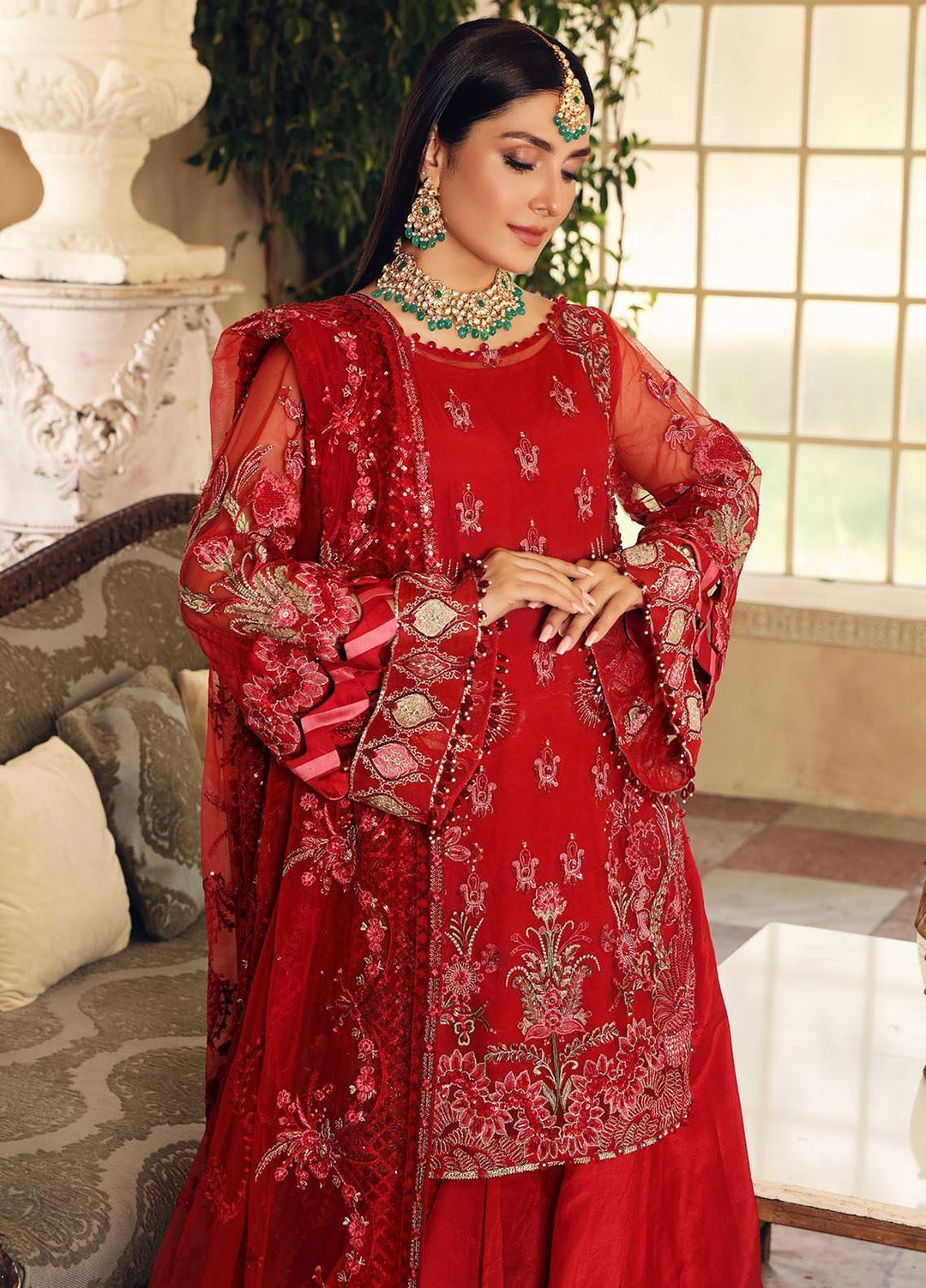 Celebrations by Elaf Embroidered Net Suits Unstitched 3 Piece EL21CB EPC-08 Ruby - Luxury Collection