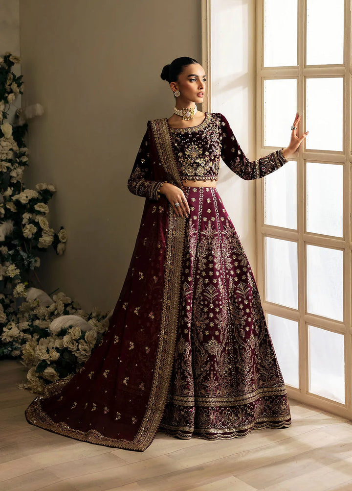 Celeste by Gulaal Embroidered Velvet Suit Unstitched 3 Piece GL-UV-24-05 Carmine - Formal Collection