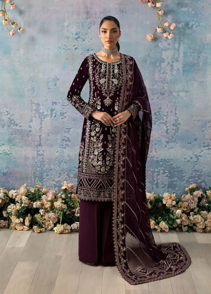 Celeste by Gulaal Embroidered Velvet Suit Unstitched 3 Piece GL-UV-24-08 Sangria - Formal Collection