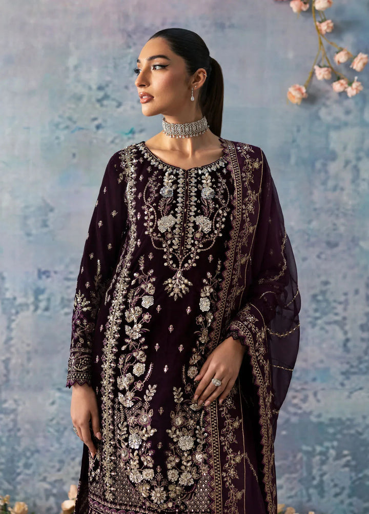 Celeste by Gulaal Embroidered Velvet Suit Unstitched 3 Piece GL-UV-24-08 Sangria - Formal Collection