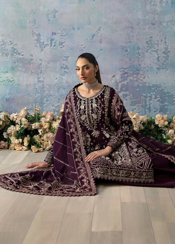 Celeste by Gulaal Embroidered Velvet Suit Unstitched 3 Piece GL-UV-24-08 Sangria - Formal Collection
