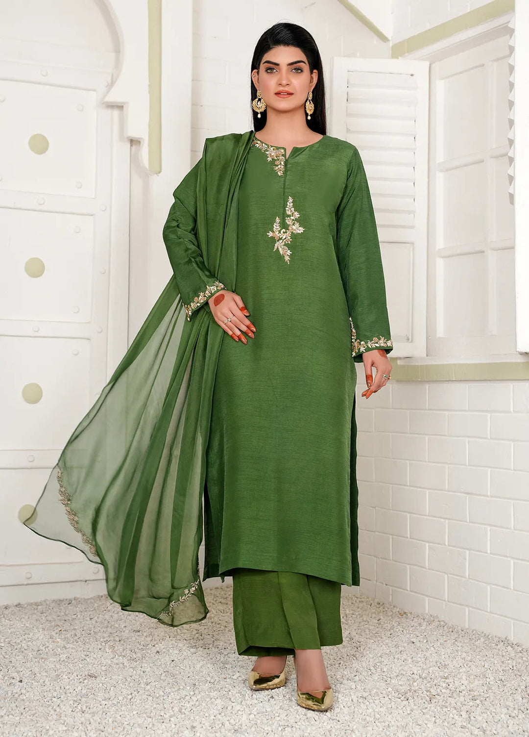 Celeste by Hadia Batool Pret Embroidered Raw Silk 3 Piece Suit Giselle