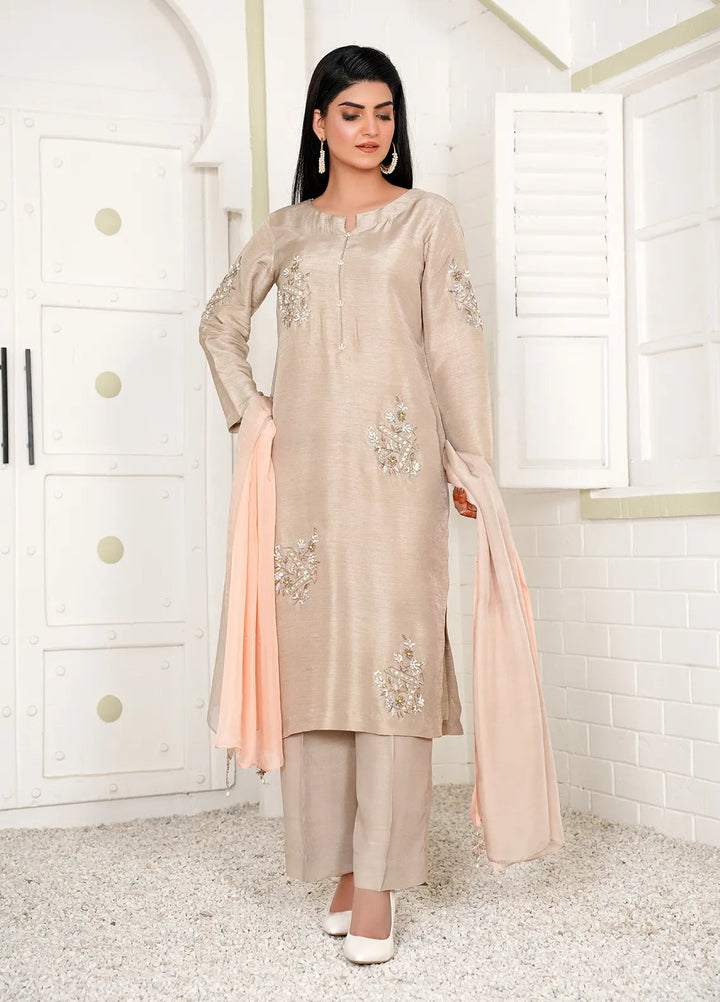 Celeste by Hadia Batool Pret Embroidered Raw Silk 3 Piece Suit Liyana