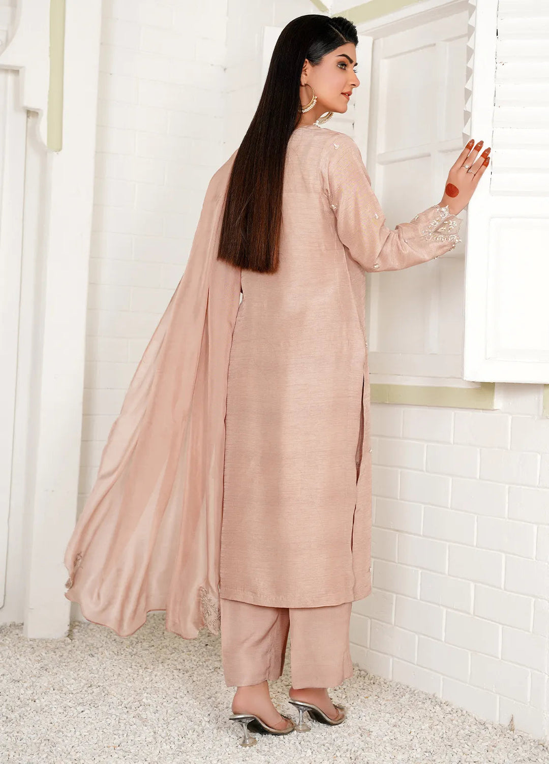 Celeste by Hadia Batool Pret Embroidered Raw Silk 3 Piece Suit Nova