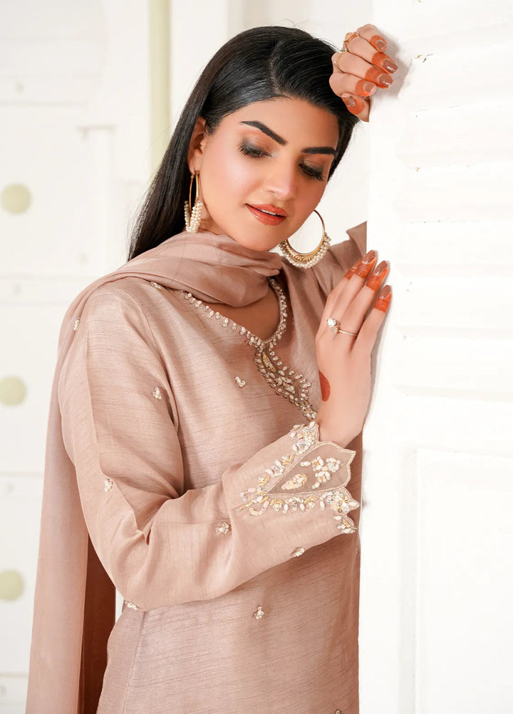 Celeste by Hadia Batool Pret Embroidered Raw Silk 3 Piece Suit Nova