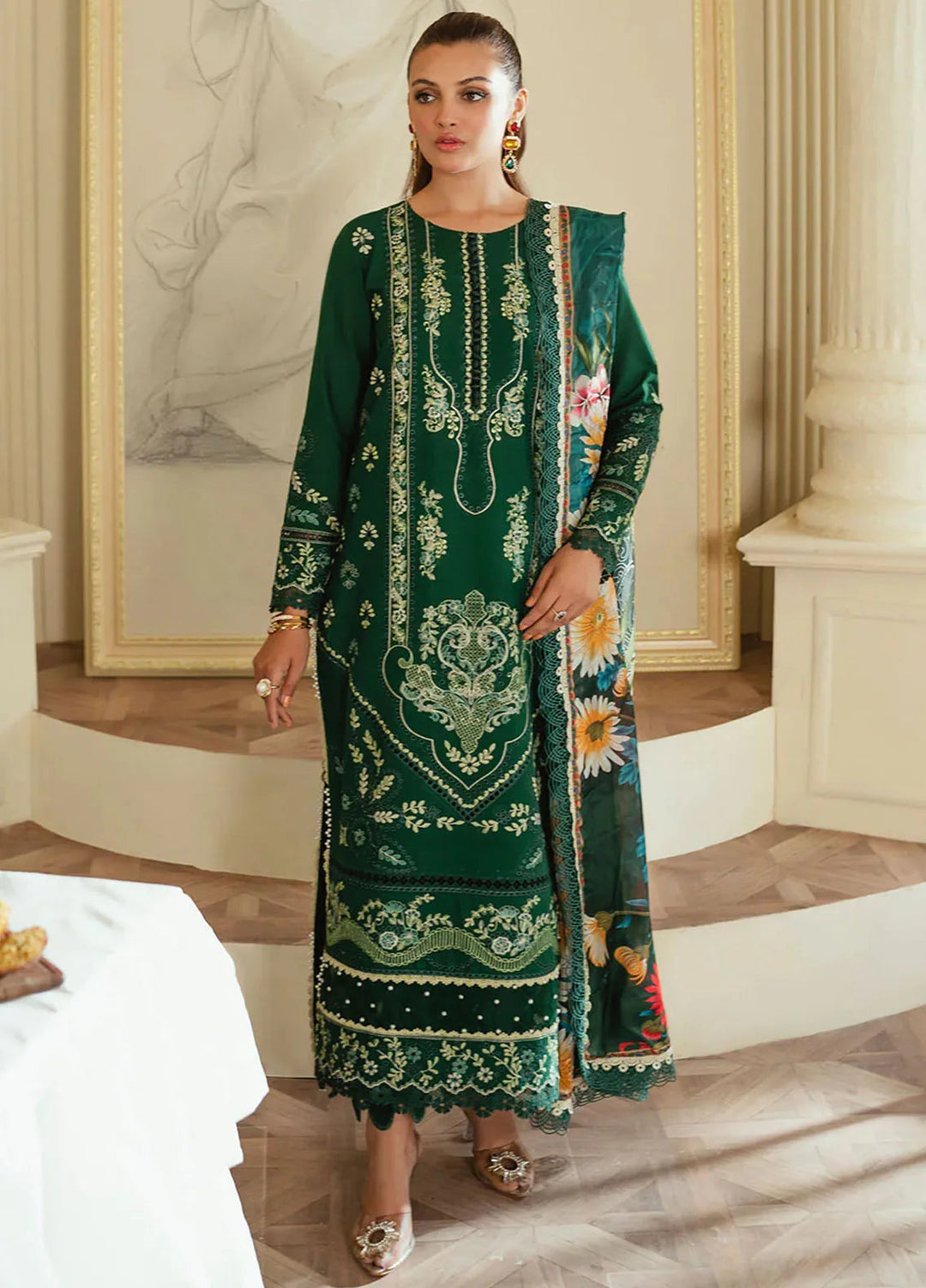 Celine By Faiza Faisal Embroidered Lawn Suit Unstitched 3 Piece FFX24E Kanwal - Summer Collection
