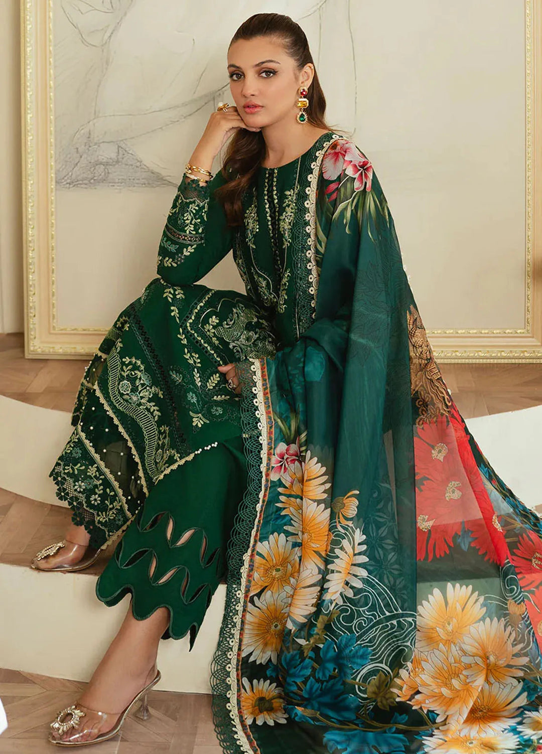 Celine By Faiza Faisal Embroidered Lawn Suit Unstitched 3 Piece FFX24E Kanwal - Summer Collection