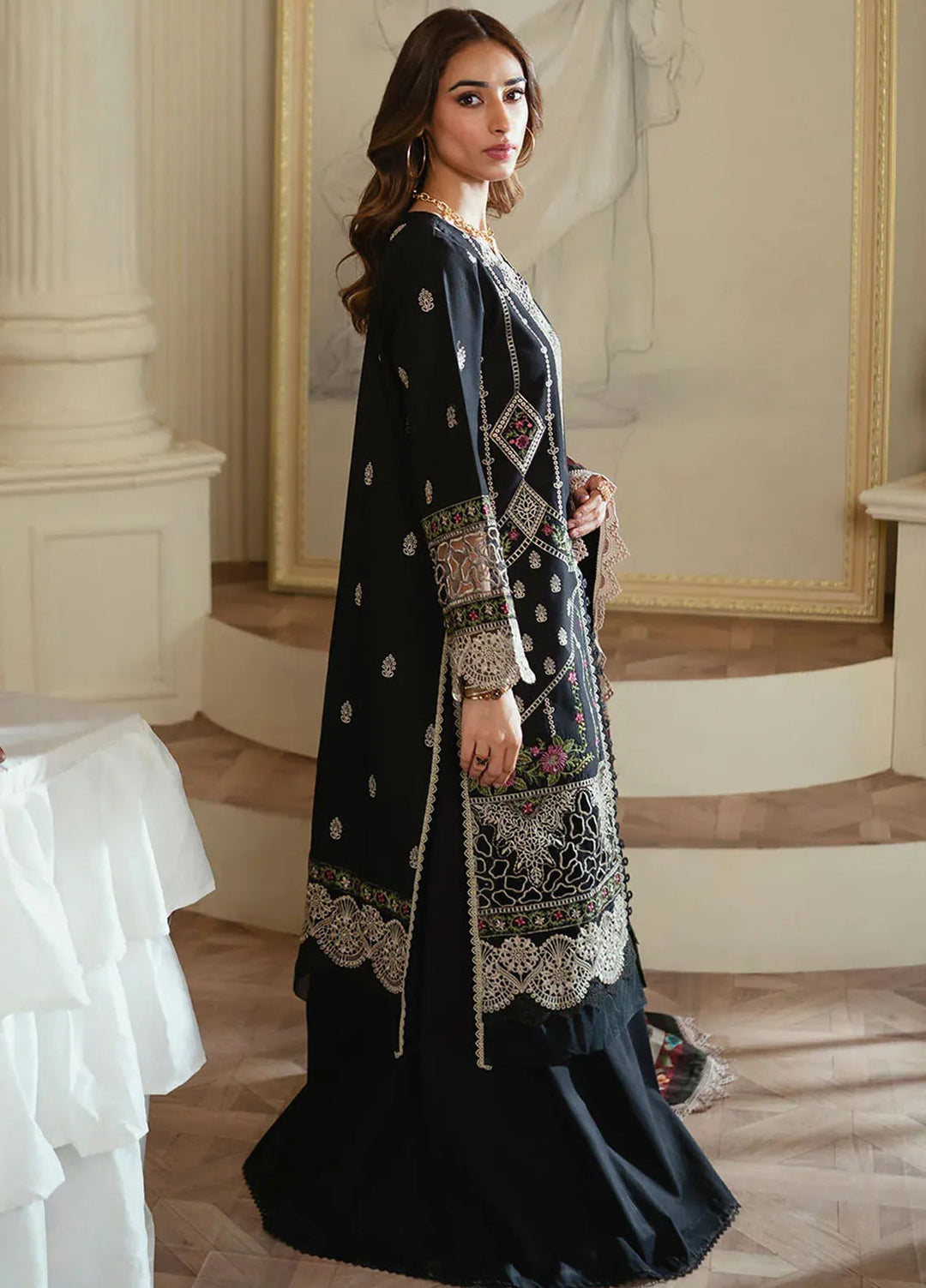Celine By Faiza Faisal Embroidered Lawn Suit Unstitched 3 Piece FFX24E Mehr - Summer Collection