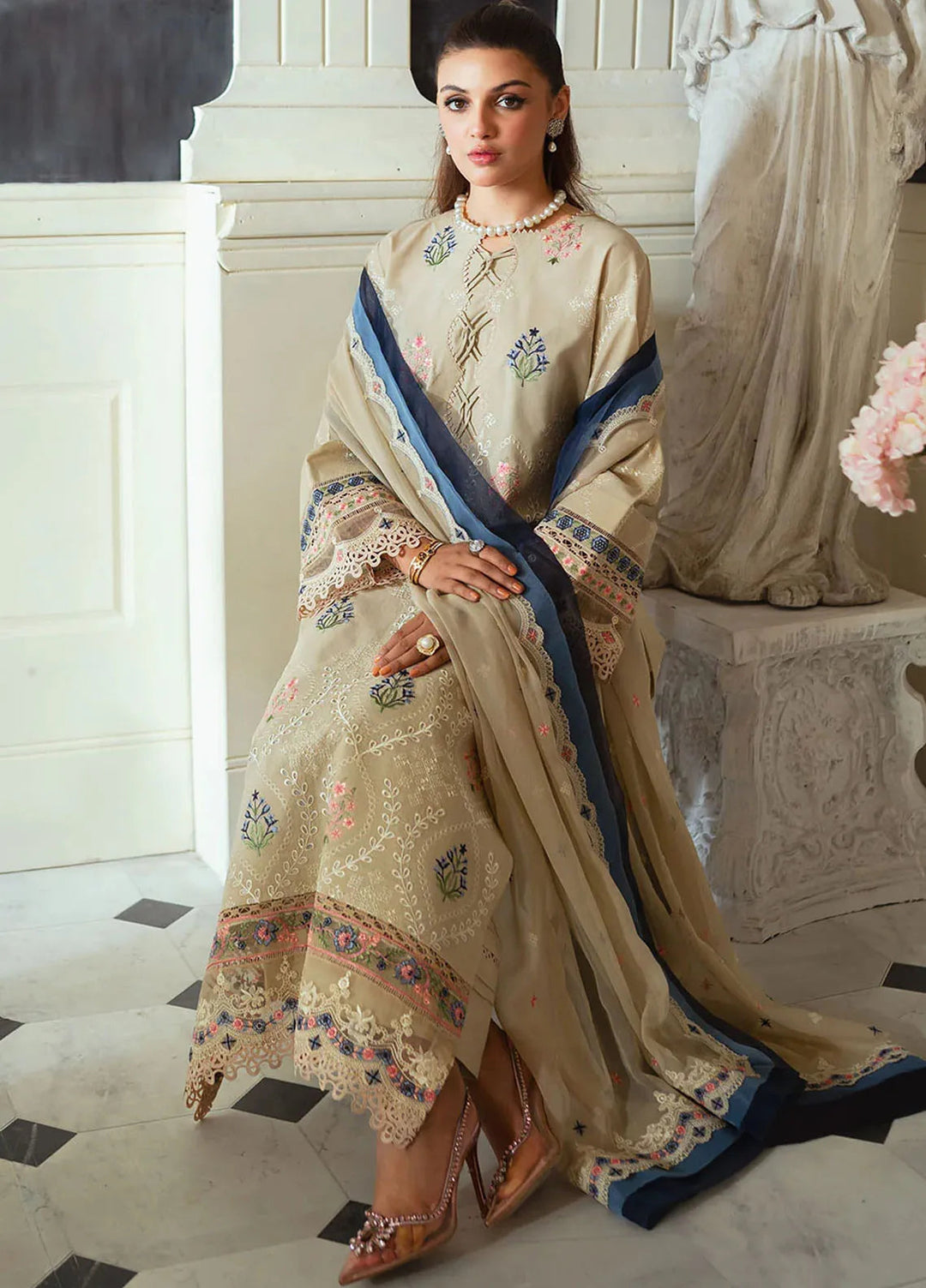 Celine By Faiza Faisal Embroidered Lawn Suit Unstitched 3 Piece FFX24E Miel - Summer Collection