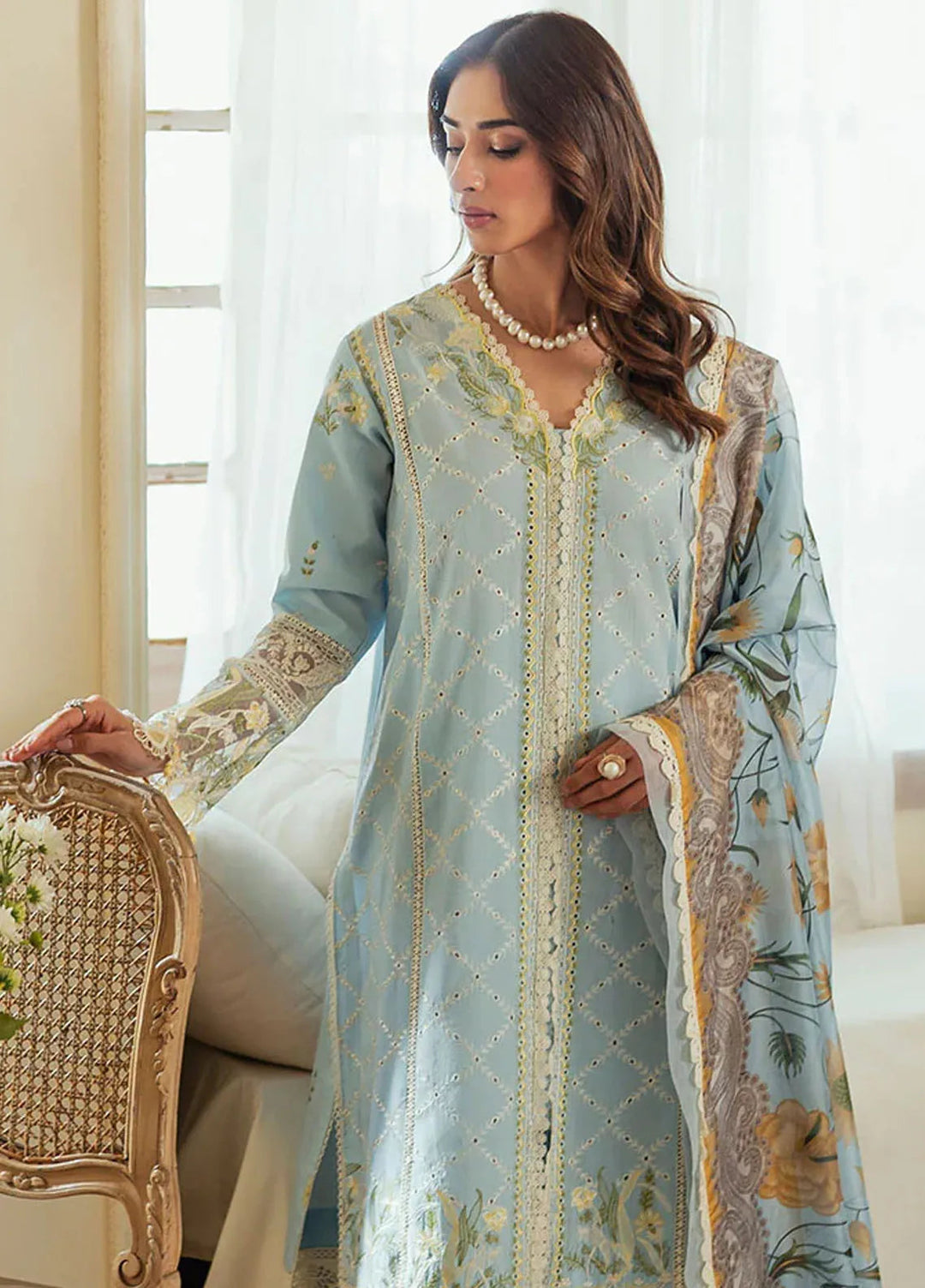 Celine By Faiza Faisal Embroidered Lawn Suit Unstitched 3 Piece FFX24E Rida - Summer Collection