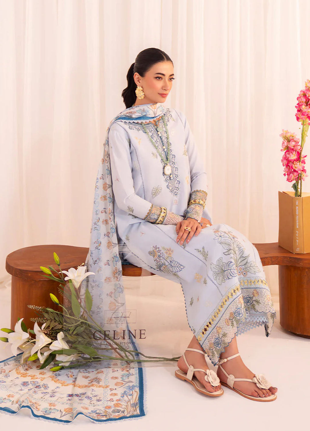 Celine by Faiza Faisal Embroidered Lawn Suits Unstitched 3 Piece FF25CE Romy - Summer Collection