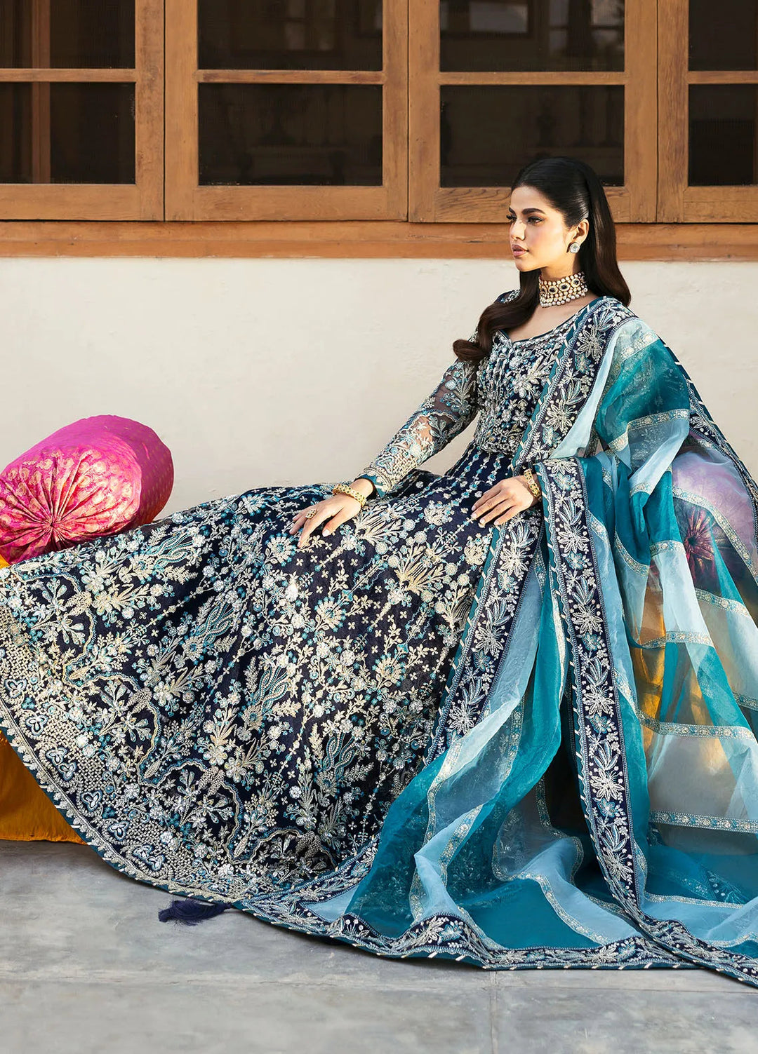 Chaandni by Gulaal Embroidered Net Suits Unstitched 4 Piece GL24CH D-05 Meena - Wedding Collection