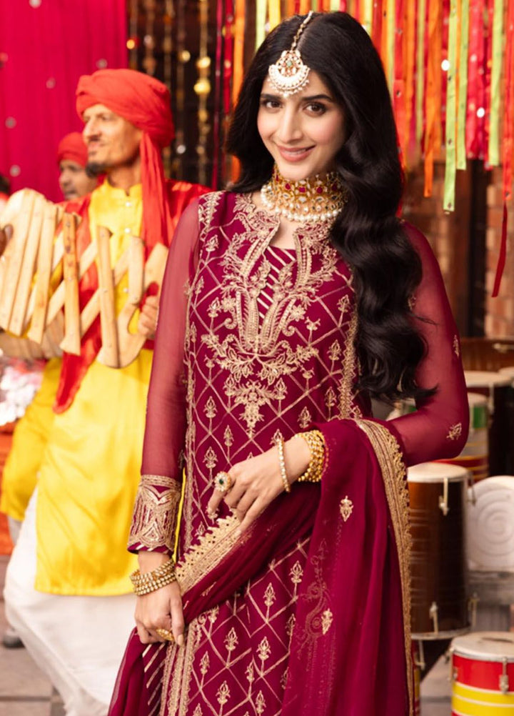 Chamak Damak by Asim Jofa Embroidered Chiffon Suits Unstitched 3 Piece AJ24CD AJCD-05 - Festive Collection