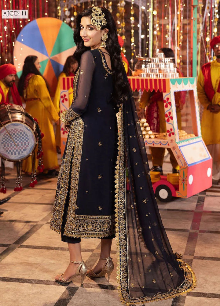 Chamak Damak by Asim Jofa Embroidered Chiffon Suits Unstitched 3 Piece AJ24CD AJCD-11 - Festive Collection