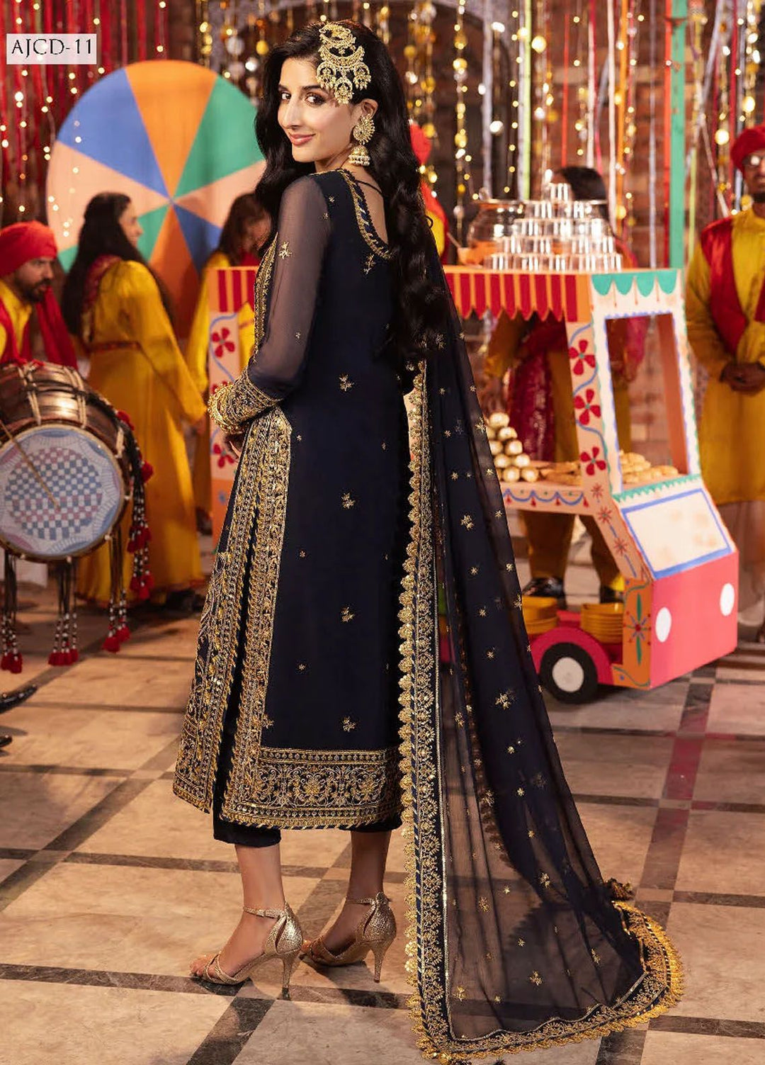 Chamak Damak by Asim Jofa Embroidered Chiffon Suits Unstitched 3 Piece AJ24CD AJCD-11 - Festive Collection