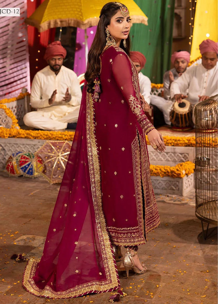 Chamak Damak by Asim Jofa Embroidered Chiffon Suits Unstitched 3 Piece AJ24CD AJCD-12 - Festive Collection