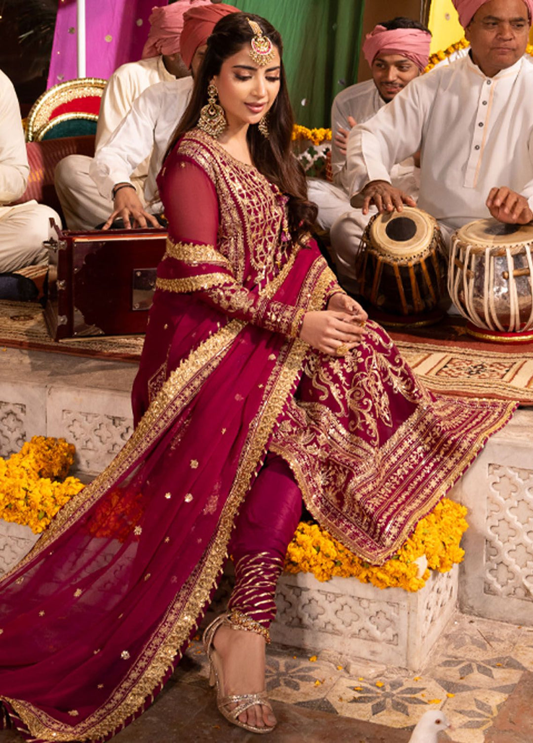 Chamak Damak by Asim Jofa Embroidered Chiffon Suits Unstitched 3 Piece AJ24CD AJCD-12 - Festive Collection