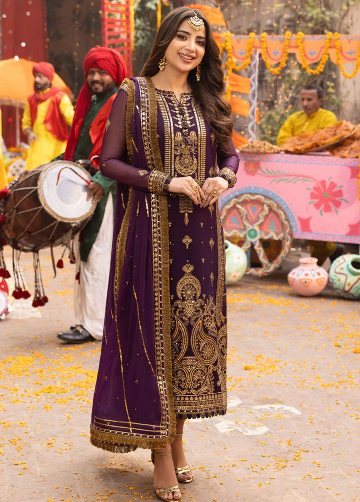 Chamak Damak by Asim Jofa Embroidered Chiffon Suits Unstitched 3 Piece AJ24CD AJCD-17 - Festive Collection