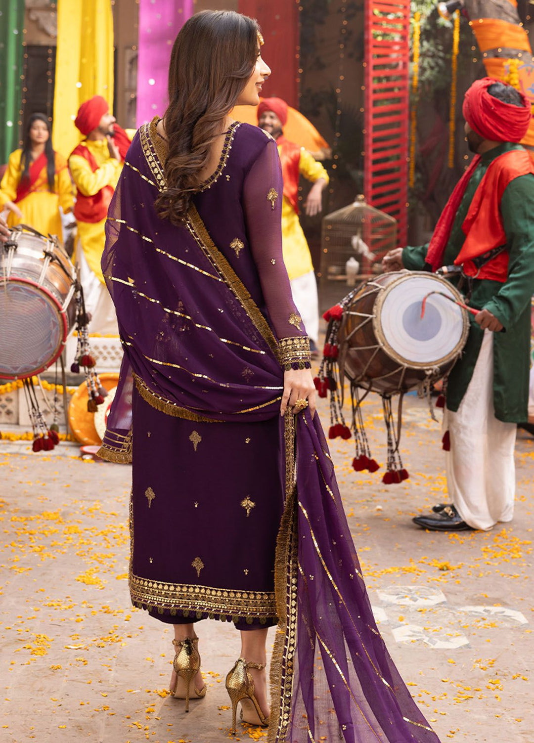 Chamak Damak by Asim Jofa Embroidered Chiffon Suits Unstitched 3 Piece AJ24CD AJCD-17 - Festive Collection