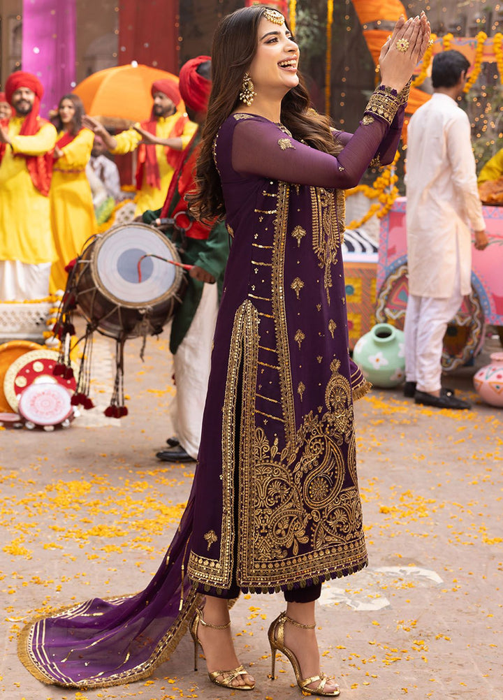 Chamak Damak by Asim Jofa Embroidered Chiffon Suits Unstitched 3 Piece AJ24CD AJCD-17 - Festive Collection