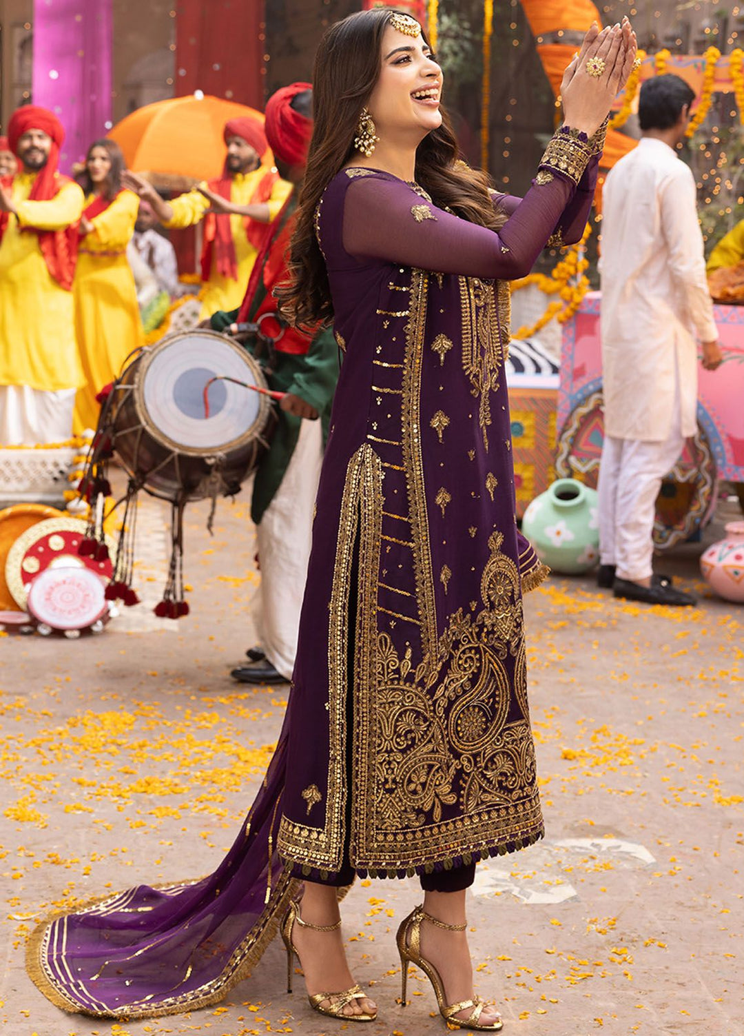 Chamak Damak by Asim Jofa Embroidered Chiffon Suits Unstitched 3 Piece AJ24CD AJCD-17 - Festive Collection