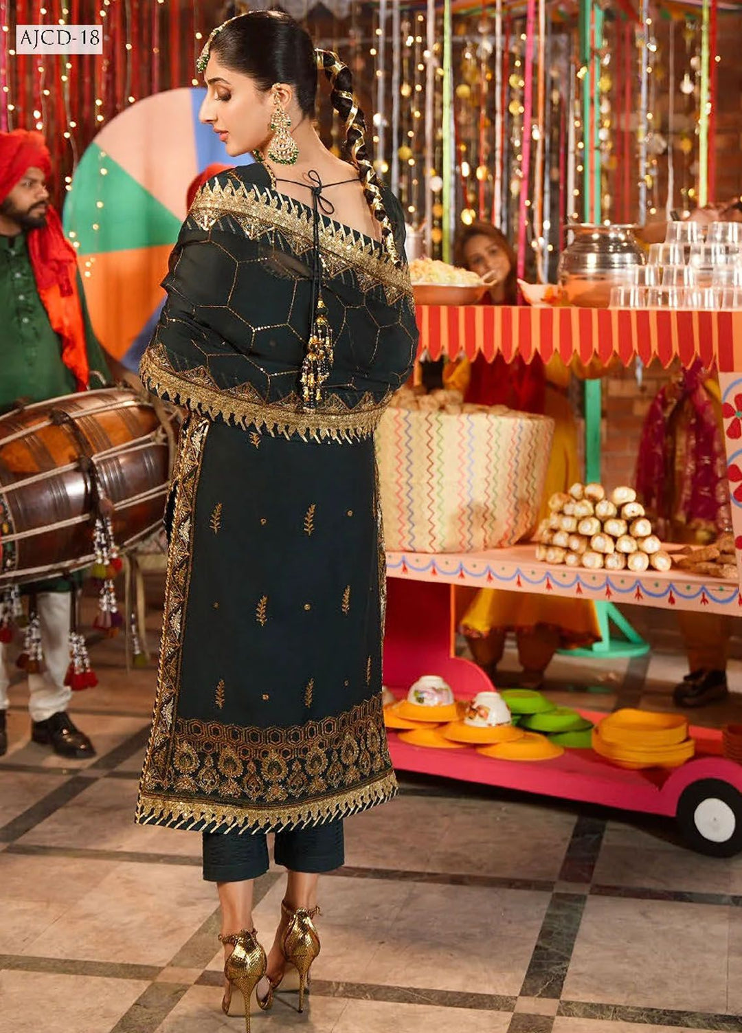 Chamak Damak by Asim Jofa Embroidered Chiffon Suits Unstitched 3 Piece AJ24CD AJCD-18 - Festive Collection