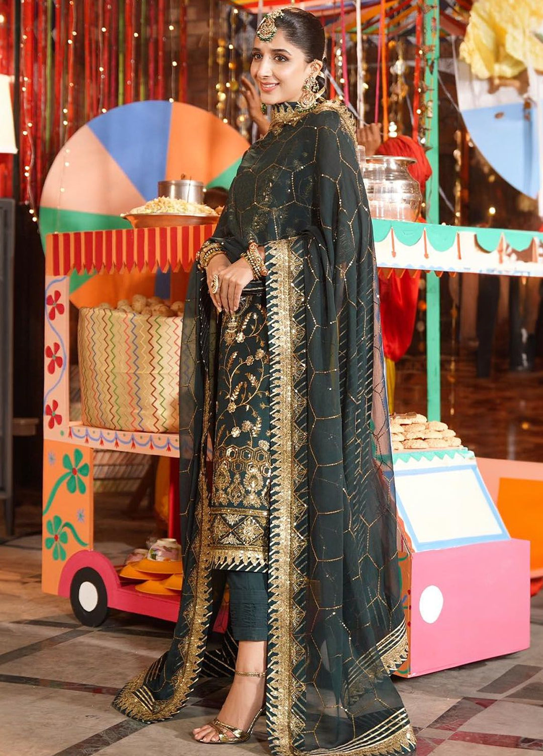 Chamak Damak by Asim Jofa Embroidered Chiffon Suits Unstitched 3 Piece AJ24CD AJCD-18 - Festive Collection