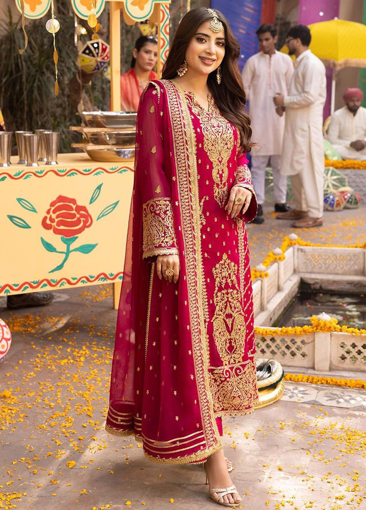 Chamak Damak by Asim Jofa Embroidered Chiffon Suits Unstitched 3 Piece AJ24CD AJCD-21 - Festive Collection