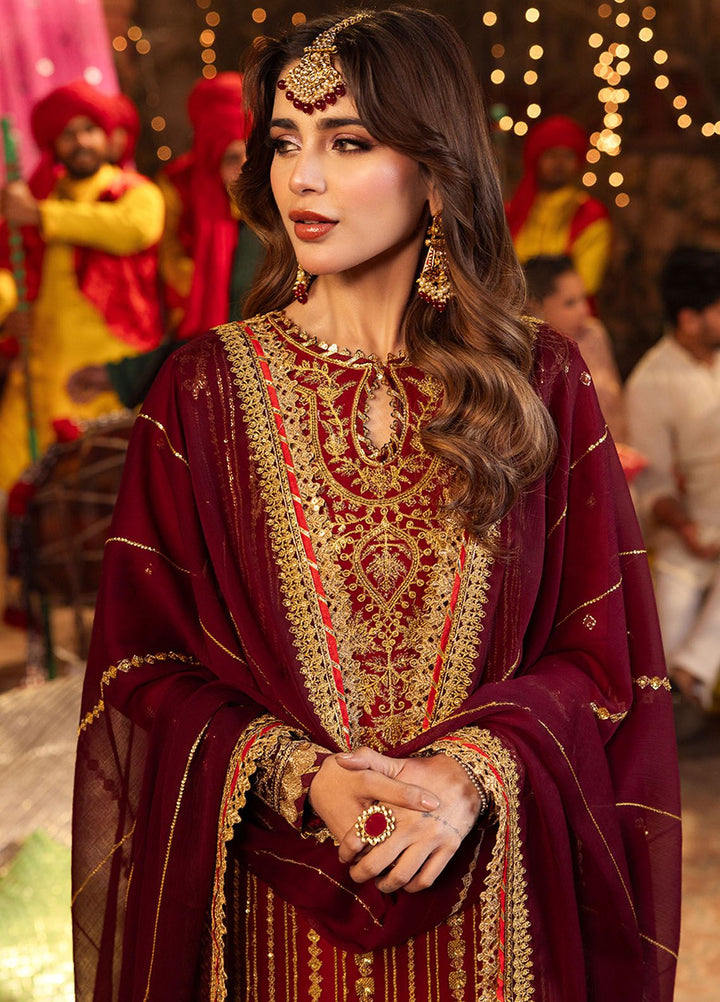 Chamak Damak by Asim Jofa Embroidered Chiffon Suits Unstitched 3 Piece AJ24CD AJCD-28 - Festive Collection