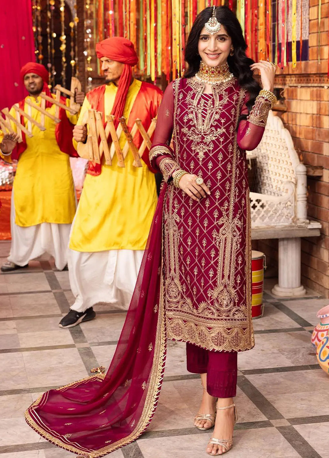 Chamak Damak by Asim Jofa Embroidered Chiffon Unstitched Suit 3 Piece AJ24CD AJCD-05 - Festive Collection
