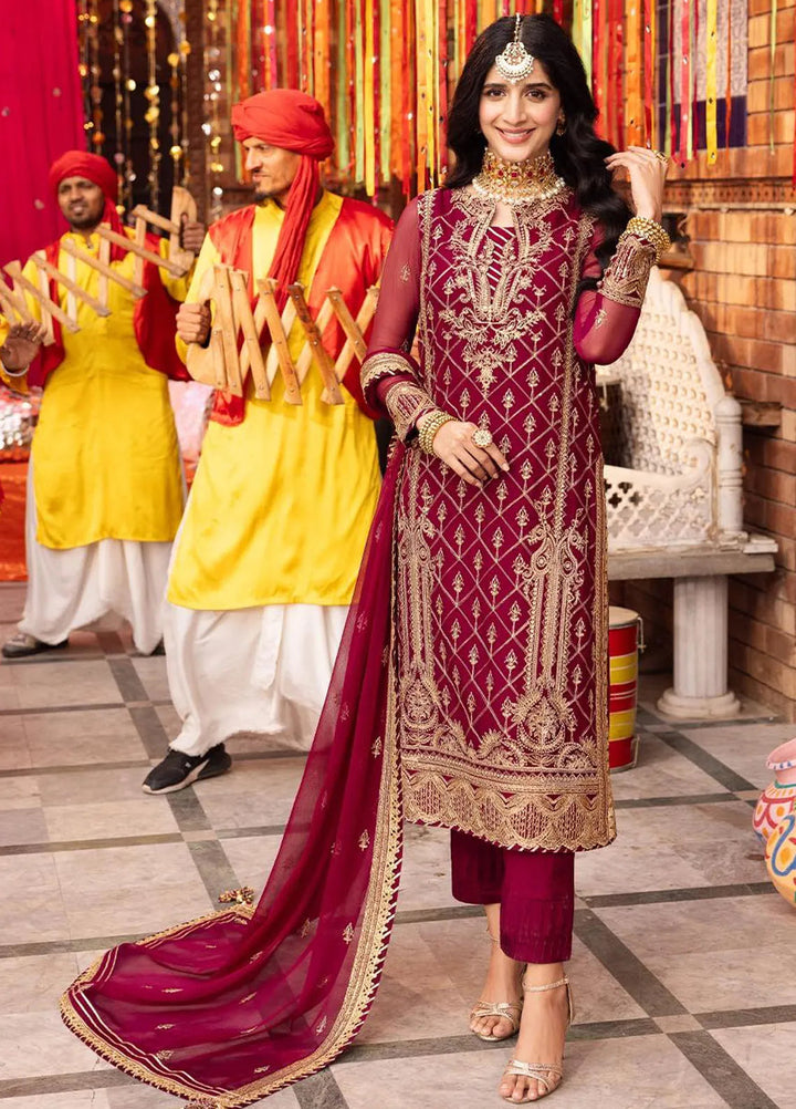 Chamak Damak by Asim Jofa Embroidered Chiffon Unstitched Suit 3 Piece AJ24CD AJCD-05 - Festive Collection