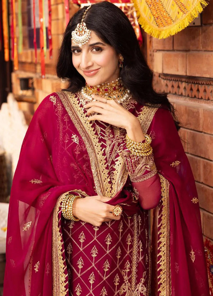 Chamak Damak by Asim Jofa Embroidered Chiffon Unstitched Suit 3 Piece AJ24CD AJCD-05 - Festive Collection