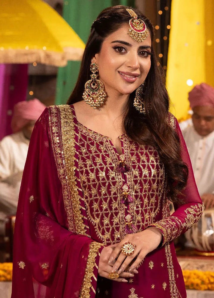 Chamak Damak by Asim Jofa Embroidered Chiffon Unstitched Suit 3 Piece AJ24CD AJCD-12 - Festive Collection