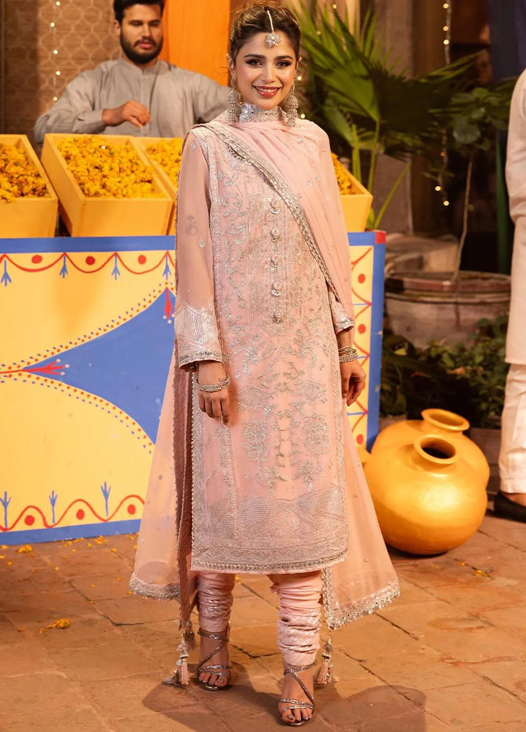 Chamak Damak by Asim Jofa Embroidered Chiffon Unstitched Suit 3 Piece AJ24CD AJCD-14 - Festive Collection