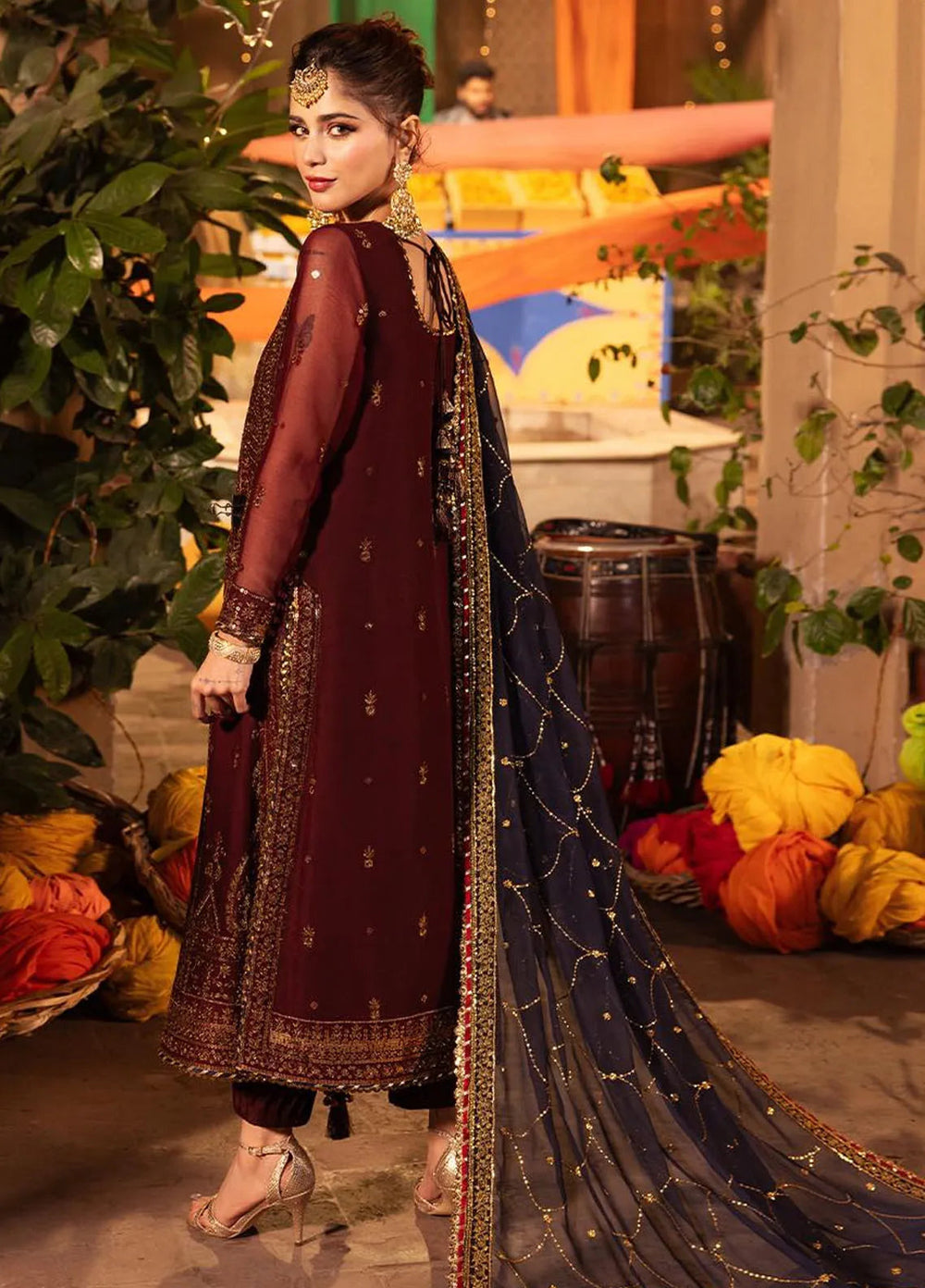 Chamak Damak by Asim Jofa Embroidered Chiffon Unstitched Suit 3 Piece AJ24CD AJCD-20 - Festive Collection