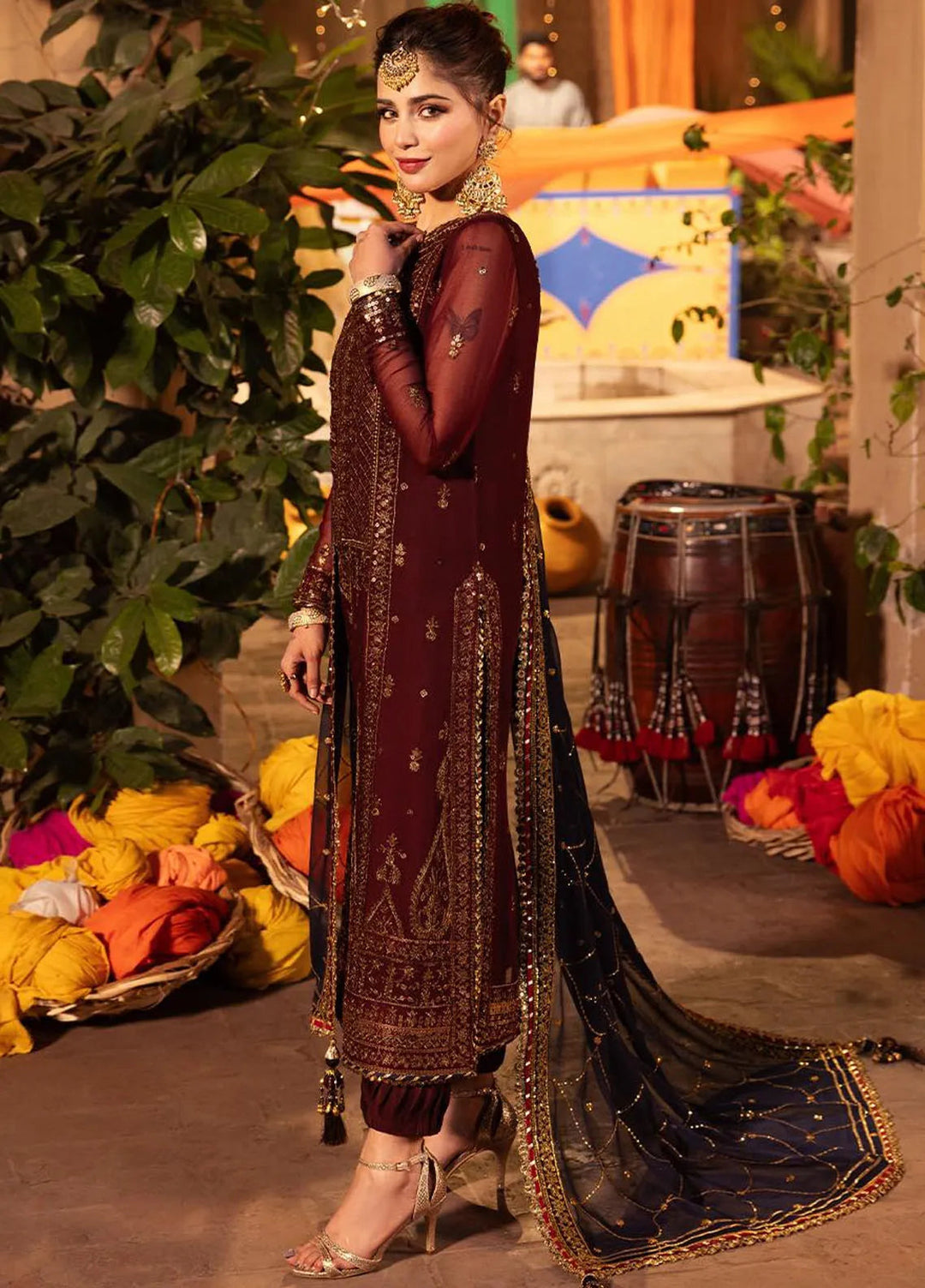 Chamak Damak by Asim Jofa Embroidered Chiffon Unstitched Suit 3 Piece AJ24CD AJCD-20 - Festive Collection
