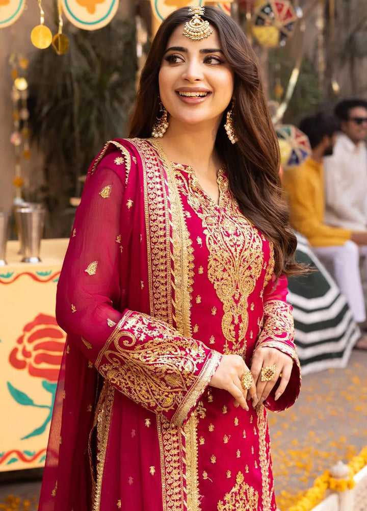 Chamak Damak by Asim Jofa Embroidered Chiffon Unstitched Suit 3 Piece AJ24CD AJCD-21 - Festive Collection